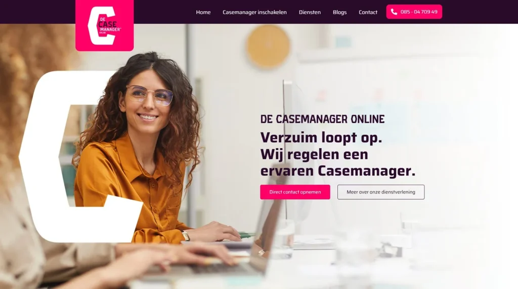 de casemanager online website overzicht